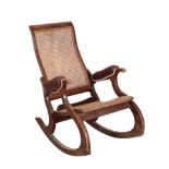 A MAHOGANY BERGERE ROCKING CHAIR