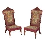 A PAIR OF WILLIAM IV ROSEWOOD PRIE DIEU CHAIRS