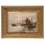 ADRIAN VAN PORTEN (19th Century) A Pair of coastal views with fising boats