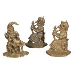 THREE BRASS MR PUNCH DOORSTOPS