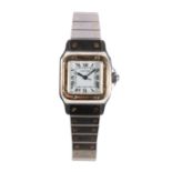 CARTIER: A LADY'S STEEL & GOLD BI-METAL BRACELET WATCH