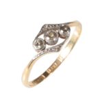 A THREE STONE DIAMOND RING,