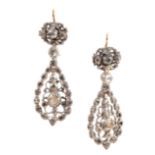 A PAIR OF GEORGE III DIAMOND CHANDELIER EARRINGS