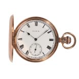 ELGIN: A 9CT GOLD FULL HUNTER GENTLEMAN'S POCKET WATCH