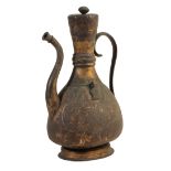 A PERSIAN "QAJAR" GILT BRONZE EWER