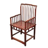 A CHINESE HARDWOOD SPINDLE-BACK ROSE CHAIR, MEIGUIYI, QING,