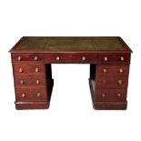 A VICTORIAN MAHOGANY PEDESTAL DESK