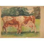 MANNER OF MARGARET FISHER PROUT (1875-1963) Three unframed watercolour studies of cattle
