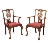 A PAIR OF MAHOGANY ARMCHAIRS OF GEORGE III STYLE