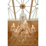 A CUT-GLASS FIVE-LIGHT CHANDELIER