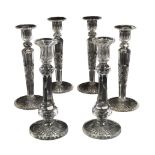 A SET OF FOUR VICTORIAN CUT-GLASS CANDLESTICKS