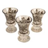 THREE SCHWARZLOT ENAMELLED DRINKING GLASSES