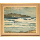 MANNER OF DAVID BARROGILL KEITH (1891-1979) Coastal landscape with waves rolling in to shore