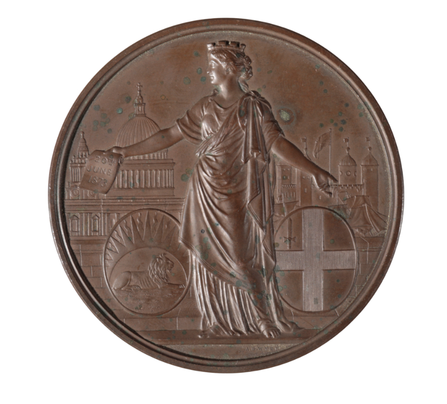 A VICTORIAN BRONZE MEDAL COMMEMORATING THE VISIT OF NASSER ED DEEN 'SHAH OF PERSIA' TO LONDON - Bild 2 aus 2
