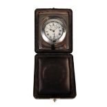 A SILVER CASED TRAVELLING CLOCK,