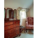 A TRI-FOLD WALNUT DRESSING MIRROR