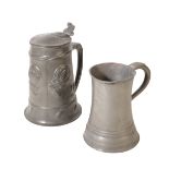 AN ART NOUVEAU LIBERTY TUDRIC PEWTER-LIDDED TANKARD