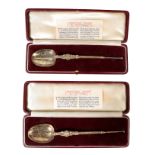 A PAIR OF SILVER GILT CORONATION SPOONS