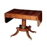 A REGENCY ROSEWOOD PEDESTAL SOFA TABLE