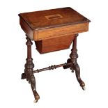 A VICTORIAN BURR WALNUT AND TUNBRIDGEWARE WORK BOX,