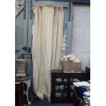 A PAIR OF COUNTRY HOUSE STYLE LINED AND INTER-LINED CREAM SILK CURTAINS