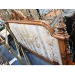 A 19TH CENTURY CARVED OAK FRAMED BED HEADBOARD