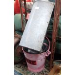 AN AMERICAN GALVANISED MAILBOX, A FIREBUCKET