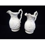 TWO MATCHING VICTORIAN RELIEF-MOULDED JUGS