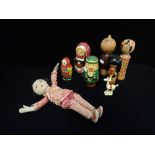 A COLLECTION OF RUSSIAN DOLLS and other items