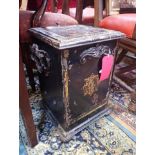 A VICTORIAN JAPANNED AND GILT TOLEWARE COAL BOX