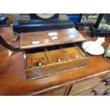 A 19TH CENTURY WALNUT TRIPLE INK WELL