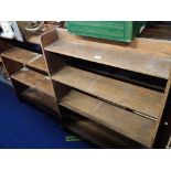 FOUR SIMILAR 1930'S OAK OPEN BOOKCASES