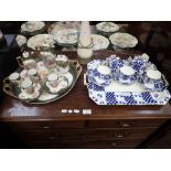 A COALPORT AESTHETIC STYLE PART TEA SET, WITH MATCHING TRAY, IN BLUE AND GILT