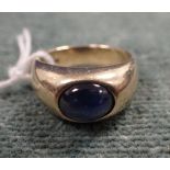 A CABOCHON SAPPHIRE RING