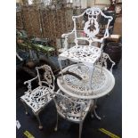 A VICTORIAN STYLE CAST ALUMINIUM CIRCULAR GARDEN TABLE