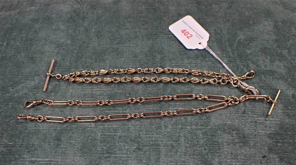 TWO 9CT GOLD WATCH CHAINS