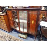 SHAPLAND & PETTER OF BARNSTAPLE: A FINE MAHOGANY INLAID DISPLAY CABINET