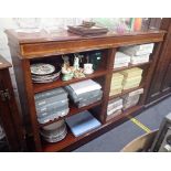 A MAHOGANY AND CROSSBANDED OPEN BOOKCASE