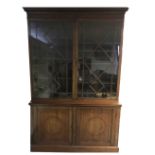 A VICTORIAN MAHOGANY AND GLAZED CABINET BOOKCASE