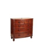 A VICTORIAN MAHOGANY BOWFRONT CHEST OF DRAWERS