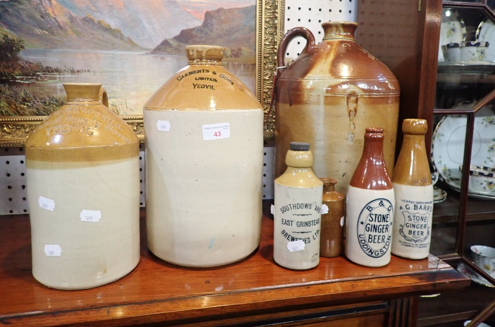 A LARGE STONEWARE FLAGON; 'J. FOULSHAM, SAXMUNDHAM'