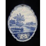 A DELFTWARE BLUE AND WHITE WALL PLAQUE
