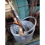 A GALVANISED MOP BUCKET, A GARDEN SPRAYER