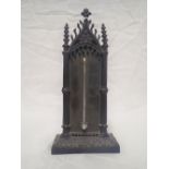 A VICTORIAN GOTHIC CAST BRASS THERMOMETER