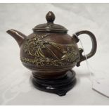A PATINATED BRONZE CHINESE SMALL TEAPOT