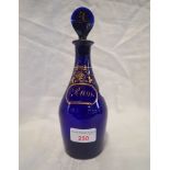 A BRISTOL BLUE 'RUM' DECANTER