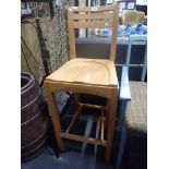 A MODERN OAK BAR CHAIR