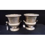 A PAIR OF 19TH CENTURY SILVER PLATED WINE COOLERS