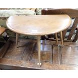 ERCOL; AN ELM SINGLE DROP FLAP OCCASIONAL TABLE