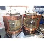PAIR OF COPPER AND BRASS SHIP STARBOARD AND PORT SHIPPING LIGHTS